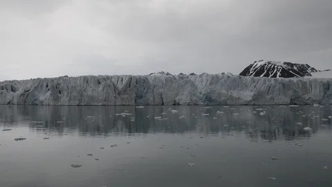 Glacier on Svalbard, Arctic - view from expedition vessel Stock Footage 116237111