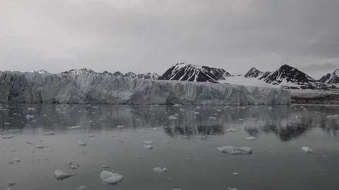 Glacier on Svalbard, Arctic - view from expedition vessel Stock Footage 116237760