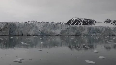 Glacier on Svalbard, Arctic - view from expedition vessel Stock Footage 116237816