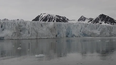 Glacier on Svalbard, Arctic - view from expedition vessel Stock Footage 116239091