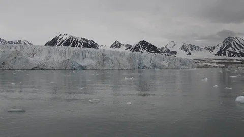 Glacier on Svalbard, Arctic - view from expedition vessel Stock Footage 116239173