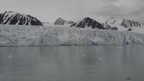 Glacier on Svalbard, Arctic - view from expedition vessel Stock Footage 116239431