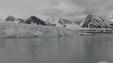 Glacier on Svalbard, Arctic - view from expedition vessel Stock Footage 116239448