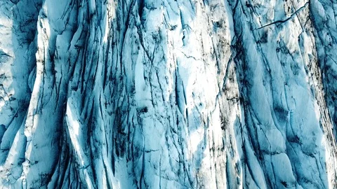 Glacier texture top down view, aerial landscape from drone in Iceland Stock Footage 98156588