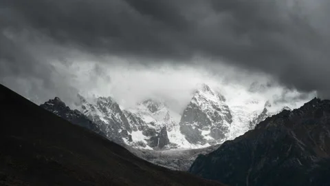 Glacier under mountain, cloudy day Video stock 161449881