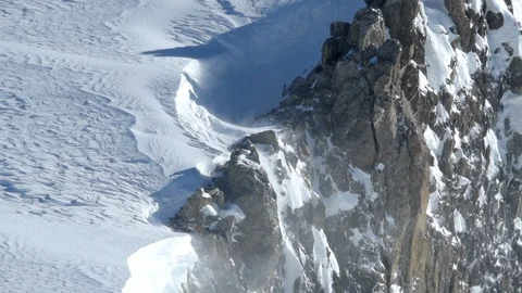 Glacier view with serac, wind and winter conditions. Stock Footage 98203924