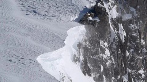 Glacier view with serac, wind and winter conditions. Stock Footage 98204350