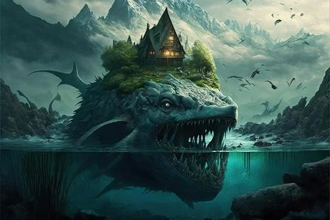 A Glacier Within A Swamp Stock Illustration