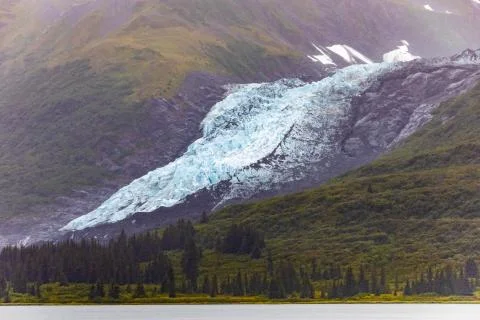 Glaciers of Alaska on the top of the mountains Stock Photos