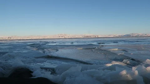 Glaciers Effect By Global Warming in Eyrarbakki, Sandy Beach  Iceland Stock Footage 118259272