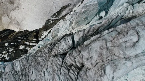 Glaciers, panoramic view from a drone over the glacier. Stock Footage 93778446