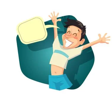 Glad boy with speech bubble. Vintage style illustration Stock Illustration