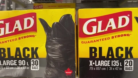 Glad guaranteed strong black garbage bags Stock-Footage 289321469