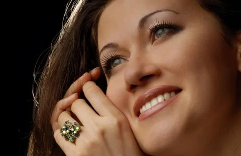 Glad lady with ring Stock Photos