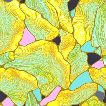 Glad seamless pattern with stone grunge texture in kintsugi style. Stock Illustration