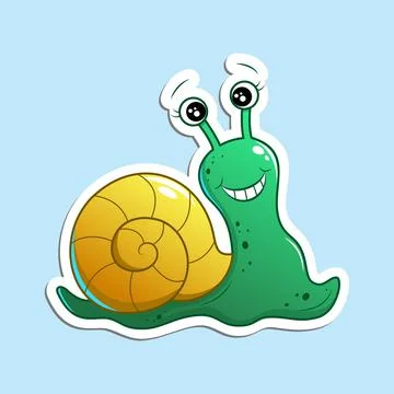 Glad smiling snail, vector sticker Stock Illustration