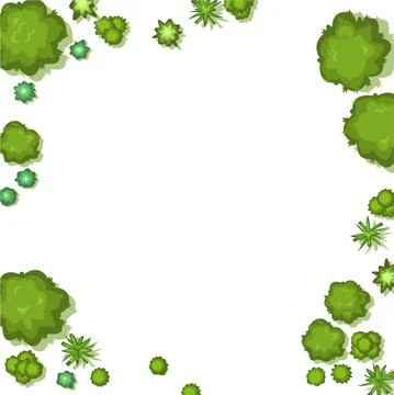 Glade in the forest. Frame with place for text. Trees and shrubs. View from a Stock Illustration