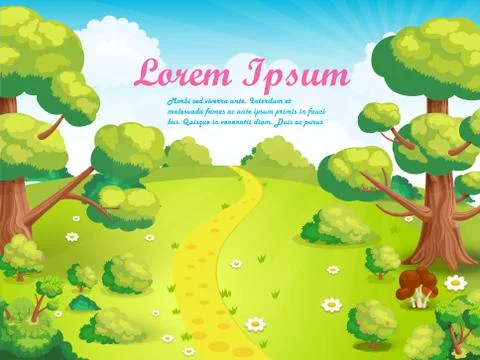 Glade in the middle of the park with the footpath Illustrazione stock