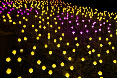 Glade with the multi-colored shining spheres Stock Photos