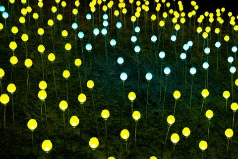 Glade with the multi-colored shining spheres Stock Photos