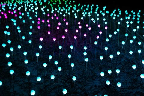 Glade with the multi-colored shining spheres Stock Photos