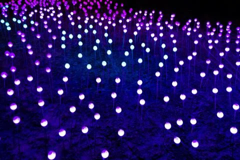 Glade with the multi-colored shining spheres Stock Photos