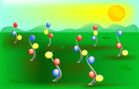 Glade with statues Stock Illustration