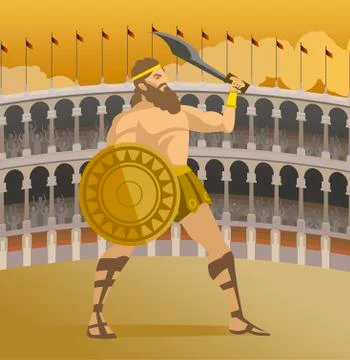 Gladiator in arena Stock Illustration