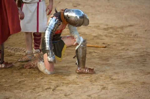 The gladiator begged for mercy Stock Photos