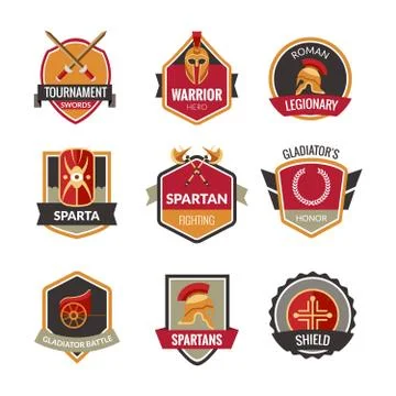 Gladiator Emblems Set Stock Illustration