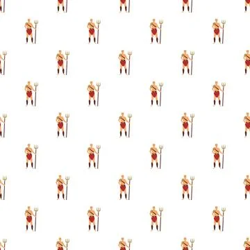 Gladiator fighter holding trident weapon repeating pattern Stock-Illustration