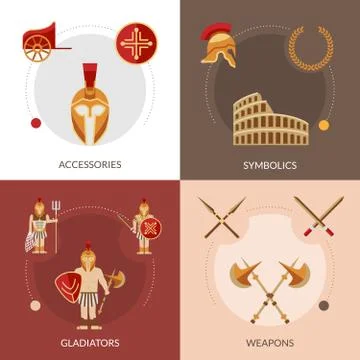 Gladiator Flat Set Stock Illustration