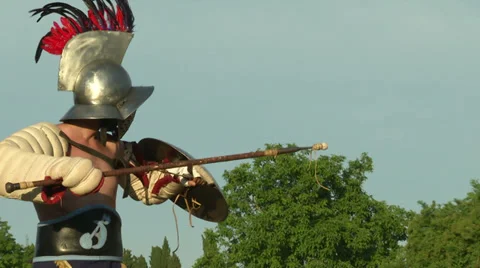 Gladiator game Hoplomachus Thraex 05 Stock-Footage 32245652