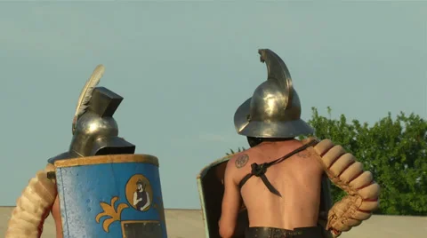 Gladiator game Thraex Murmillo 02 Stock Footage 32247315