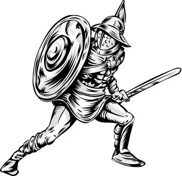 Gladiator hand drawn . vector illustration Stockillustratie