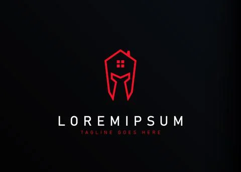 Gladiator home logo design. Vector illustration of a combination of a house a Illustration