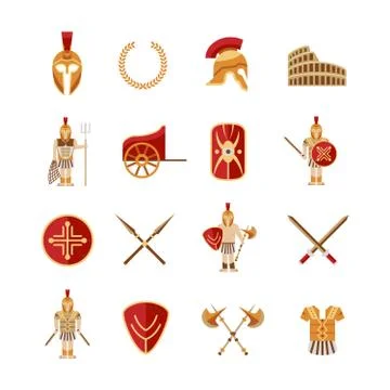 Gladiator Icons Set Illustrazione stock