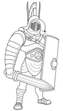 Gladiator Line Art Stockillustratie