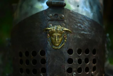 Gladiator metal helmet Stock Photos