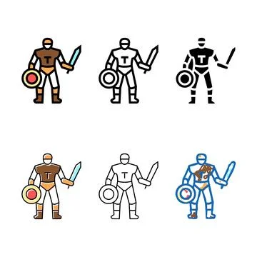 Gladiator multipack ancient greece warrior color icon vector Ilustración de archivo