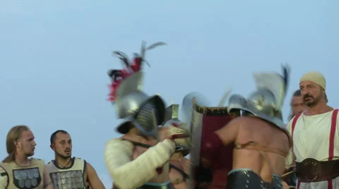 Gladiator munus Hoplomachus Thraex 08 Stock Footage 32254599