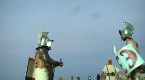 Gladiator munus Thraex Murmillo 06 Stock Footage 32260194