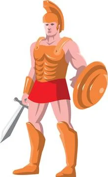Gladiator roman centurion warrior standing vector illustration of a gladia... Stock Photos