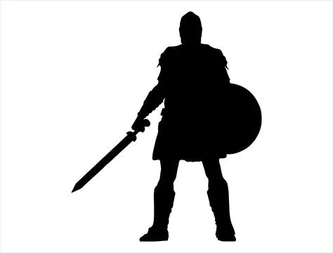 Gladiator silhouette vector art Stock Illustration