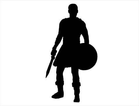 Gladiator silhouette vector art Stock Illustration