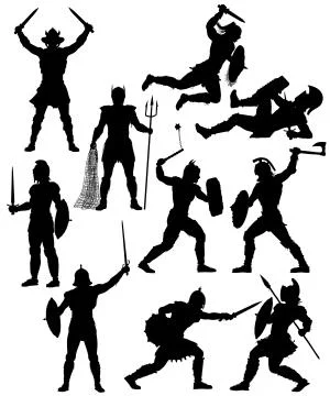 Gladiator silhouettes Illustrazione stock