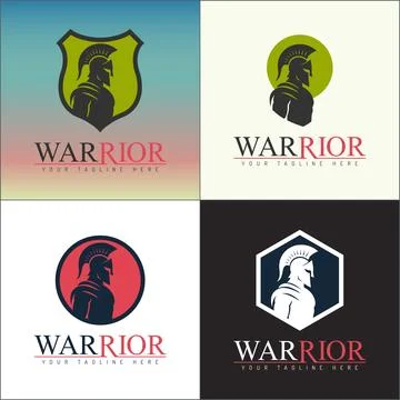 Gladiator spartan warrior guard logo design template vector set illustration Stock Illustration