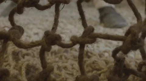 Gladiator throwing a thick mesh netting on his enemy  Stock Footage 68539827