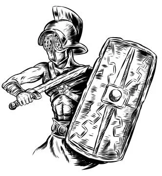 Gladiator warrior black and white .vector iillustration 스톡 일러스트