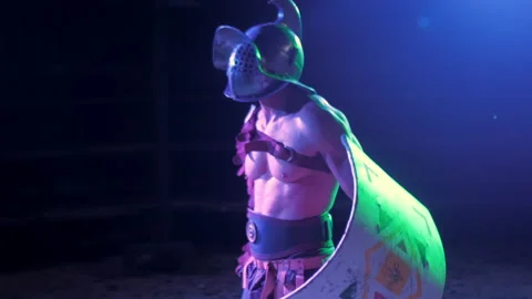 Gladiators are preparing to go to battle on the arena of the amphitheater Stock Footage 234332627